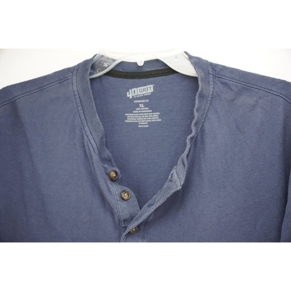 VGC Duluth Trading Mens Henley Shirt Extra Large Blue 40 Grit 100% Cotton - Picture 3 of 6